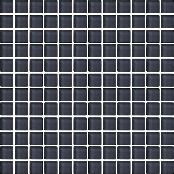 1x1 Color Wave Straight Joint  Mosaic Solid-Color Glossy Smooth Glass Tile Black