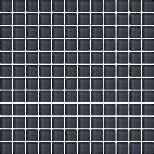 1x1 Color Wave Straight Joint  Mosaic Solid-Color Glossy Smooth Glass Tile Black