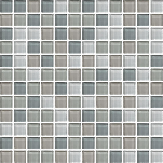 1x1 Color Wave Straight Joint  Mosaic Mixed-Color Glossy Smooth Glass Tile Gray & Beige