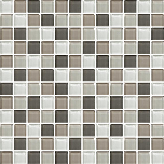 1x1 Color Wave Straight Joint  Mosaic Mixed-Color Glossy Smooth Glass Tile Brown & Beige
