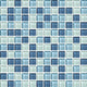 1x1 Color Wave Straight Joint  Mosaic Mixed-Color Glossy Smooth Glass Tile Blue