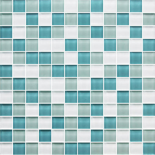1x1 Color Appeal  Mosaic Mixed-Color Glossy Smooth Glass Tile Aqua Blue