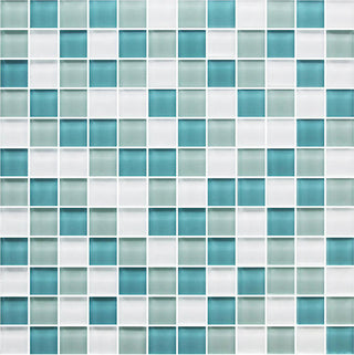 Aqua Blue - 12x12 Color Appeal Mosaic Mixed-Color Glossy Smooth Glass Tile