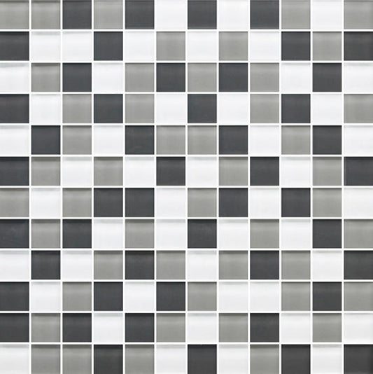 1x1 Color Appeal  Mosaic Mixed-Color Glossy Smooth Glass Tile Charcoal Gray