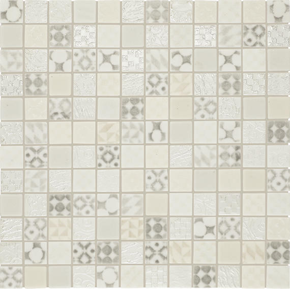1x1 Uptown Glass Straight Joint Mosaic Mixed-Color Glossy Smooth Glass Tile Light Beige