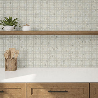 Light Beige - 12x12 Uptown Glass Straight Joint Mosaic Mixed-Color Glossy Smooth Glass Tile