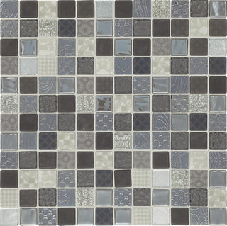 12x12 Uptown Glass Straight Joint Mosaic Mixed-Color Glossy Smooth Glass Tile