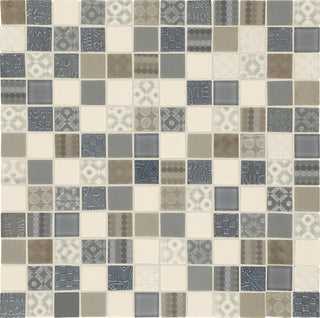 12x12 Uptown Glass Straight Joint Mosaic Mixed-Color Glossy Smooth Glass Tile