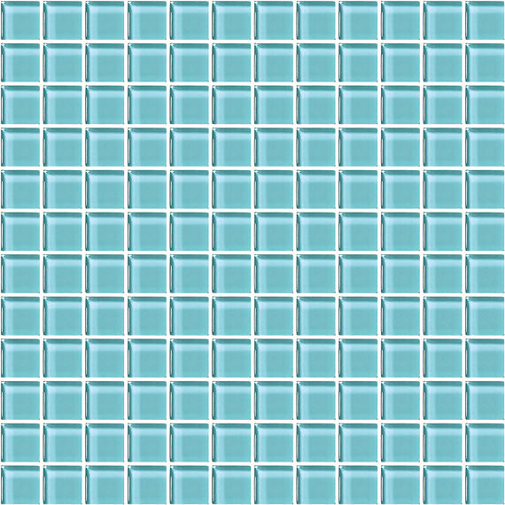 1x1 Color Appeal  Mosaic Solid-Color Glossy Smooth Glass Tile Aqua Blue