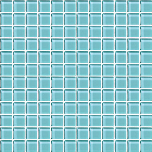 1x1 Color Appeal  Mosaic Solid-Color Glossy Smooth Glass Tile Aqua Blue