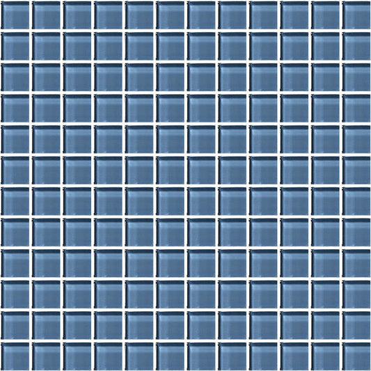 1x1 Color Appeal  Mosaic Solid-Color Glossy Smooth Glass Tile Steel Blue