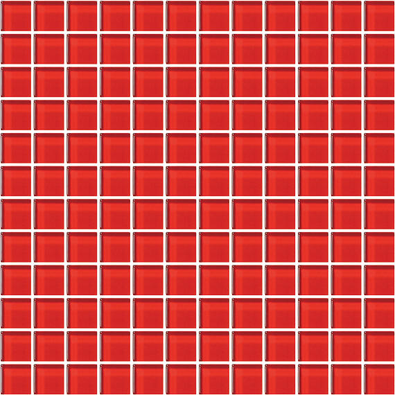 1x1 Color Appeal  Mosaic Solid-Color Glossy Smooth Glass Tile Cherry Red