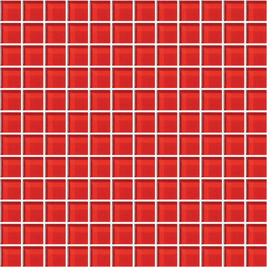 1x1 Color Appeal  Mosaic Solid-Color Glossy Smooth Glass Tile Cherry Red