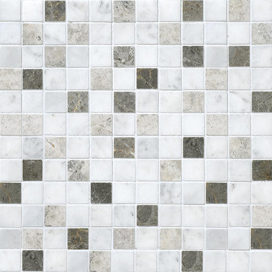 12x12 Decorative Accents Straight Joint Mosaic Mixed-Material Look Honed Smooth Marble Tile