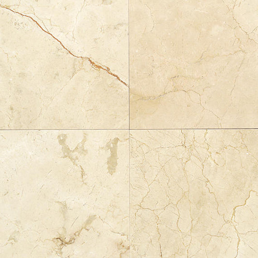12x12 Marble Grid Medium Veining Natural Marble-Look Polished Smooth Marble Tile Cream Marble