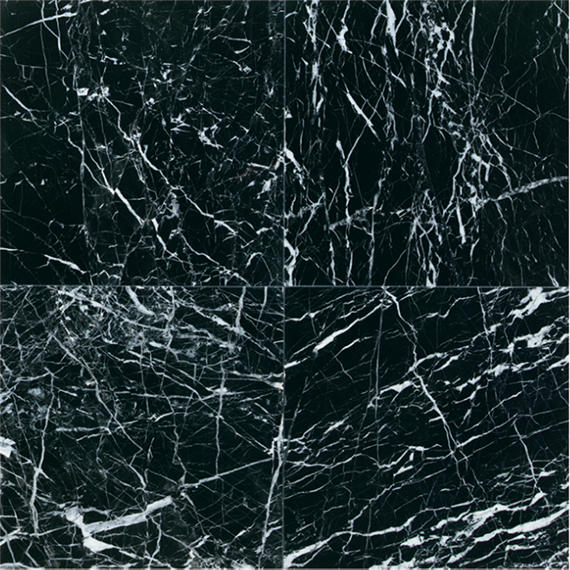 12x12 Marble Intense Veining  Natural Marble-Look Polished Smooth Marble Tile Black Marble