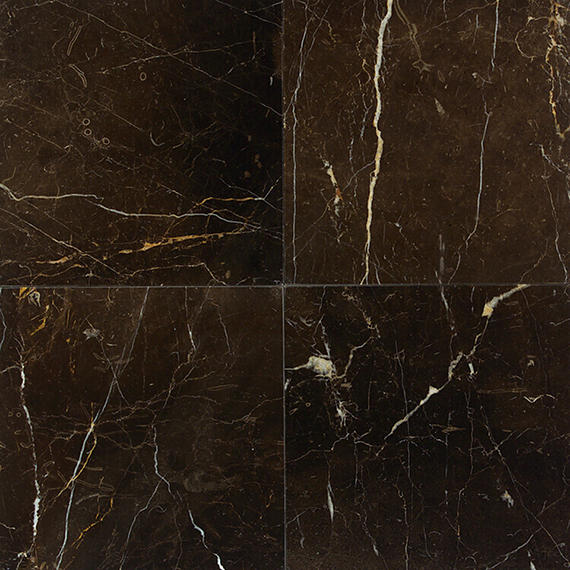 12x12 Marble Intense Veining  Natural Marble-Look Polished Smooth Marble Tile Dark Brown