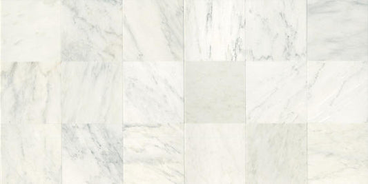 12x12 Marble Grid Light Veining Natural Marble-Look Polished Smooth Marble Tile