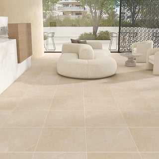 Warm Beige - 12x12 Perpetuo Natural Marble-Look Polished Smooth Porcelain Tile