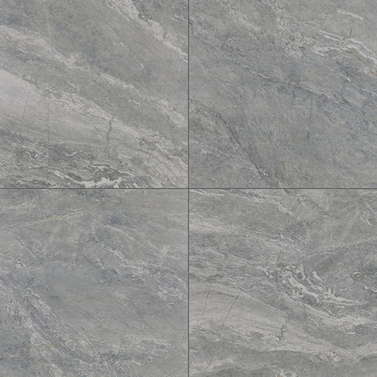 12x12 Perpetuo Wave-Line  Natural Marble-Look Polished Smooth Porcelain Tile Silver Gray