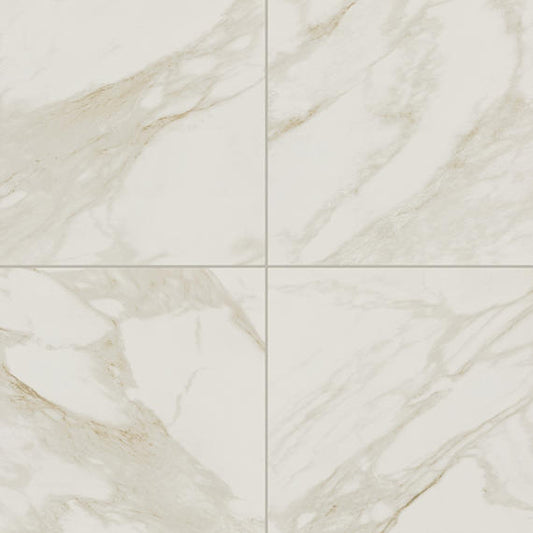 12x12 Perpetuo Light Veining  Natural Marble-Look Matte Smooth Porcelain Tile Cream White