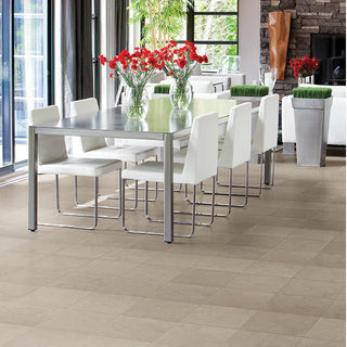 Ctoneam White - 12x12 Limestone Grid Patterned Concrete-Look Honed Smooth Limestone Tile
