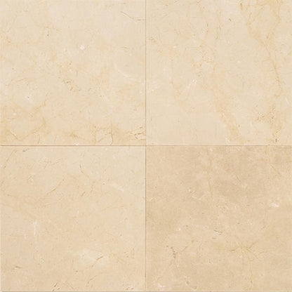 12x12 Marble Grid Light Veining Natural Marble-Look Honed Smooth Marble Tile Beige Marble