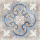 12x12 Creativo Scroll Vine  Patterned Stone-Look Matte Smooth Porcelain Tile Siena Blue