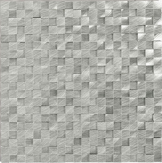 12x12 Structure Mosaic Metallic-Look Satin 3D-Geometric Cube Metal Tile