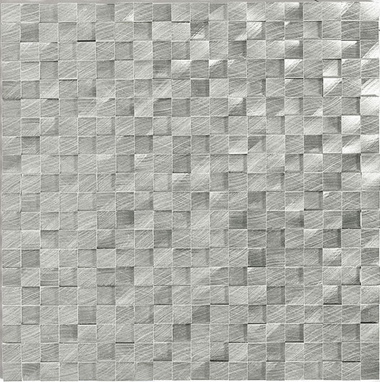 1/2x12 Structure  Mosaic Metallic-Look Satin 3D-Geometric Cube Metal Tile Steel Gray