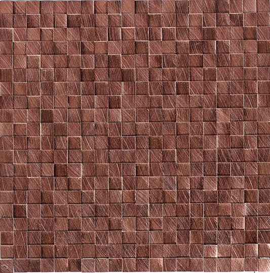 1/2x1 Structure  Mosaic Metallic-Look Brushed 3D-Geometric Cube Metal Tile Bronze