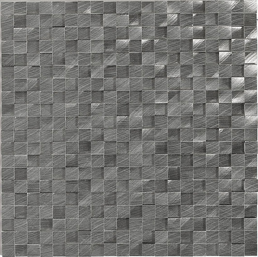 1/2x1 Structure  Mosaic Metallic-Look Brushed 3D-Geometric Cube Metal Tile Silver