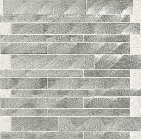 12x12 Structure Linear  Mosaic Metallic-Look Satin Polished Metal Tile Steel Gray