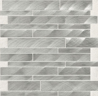 Steel Gray - 12x12 Structure Linear Mosaic Metallic-Look Satin Polished Metal Tile