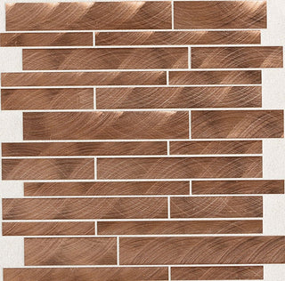 12x12 Structure Linear Mosaic Metallic-Look Satin Polished Metal Tile