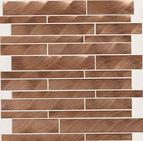 12x12 Structure Linear  Mosaic Metallic-Look Satin Polished Metal Tile Copper Brown