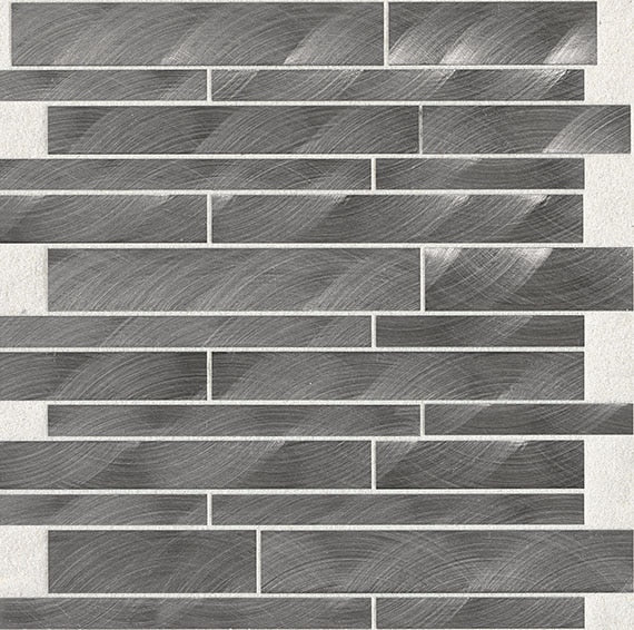 12x12 Structure Linear  Mosaic Metallic-Look Satin Polished Metal Tile Silver Gray
