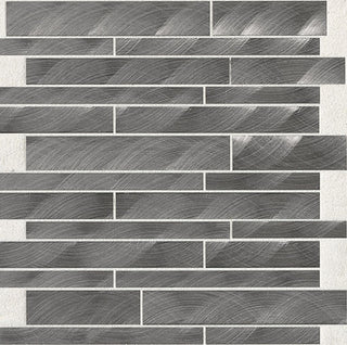 12x12 Structure Linear Mosaic Metallic-Look Satin Polished Metal Tile