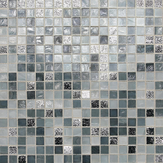 1/2x1/2 City Lights Straight Joint  Mosaic Mixed-Color Glossy Smooth Glass Tile Silver Gray