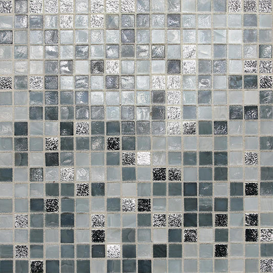 12x12 1/2 City Lights Straight Joint Mosaic Mixed-Color Glossy Smooth Glass Tile