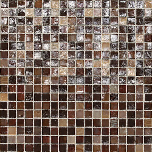 1/2x1/2 City Lights Straight Joint  Mosaic Mixed-Color Glossy Smooth Glass Tile Brown Blend