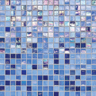12x12 1/2 City Lights Straight Joint Mosaic Mixed-Color Glossy Smooth Glass Tile