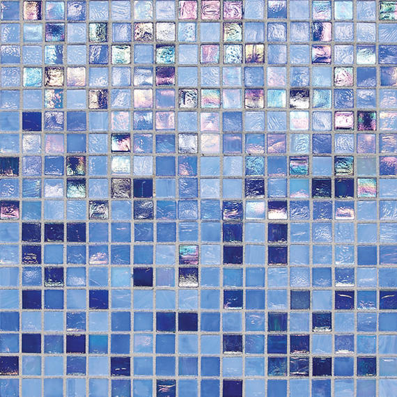 1/2x1/2 City Lights Straight Joint  Mosaic Mixed-Color Glossy Smooth Glass Tile Light Blue