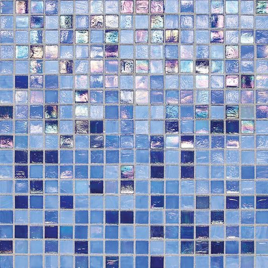 1/2x1/2 City Lights Straight Joint  Mosaic Mixed-Color Glossy Smooth Glass Tile Light Blue