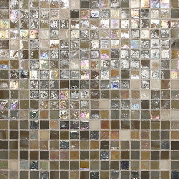 1/2x1/2 City Lights Straight Joint  Mosaic Mixed-Color Glossy Smooth Glass Tile Light Brown