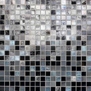 12x12 1/2 City Lights Straight Joint Mosaic Mixed-Color Glossy Smooth Glass Tile