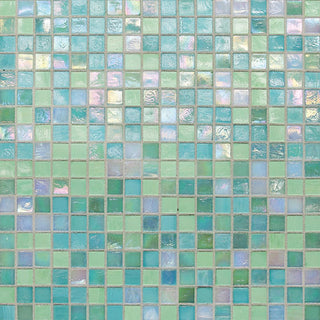 12x12 1/2 City Lights Straight Joint Mosaic Mixed-Color Glossy Smooth Glass Tile