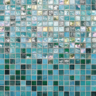 12x12 1/2 City Lights Straight Joint Mosaic Mixed-Color Glossy Smooth Glass Tile