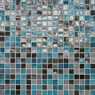 12x12 1/2 City Lights Straight Joint Mosaic Mixed-Color Glossy Smooth Glass Tile