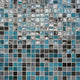 1/2x1/2 City Lights Straight Joint  Mosaic Mixed-Color Glossy Smooth Glass Tile Blue & Gray